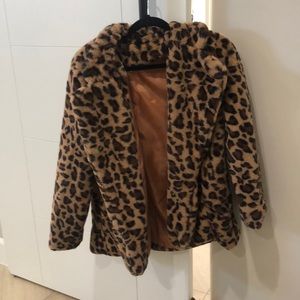 Large leopard fluffy jacket.